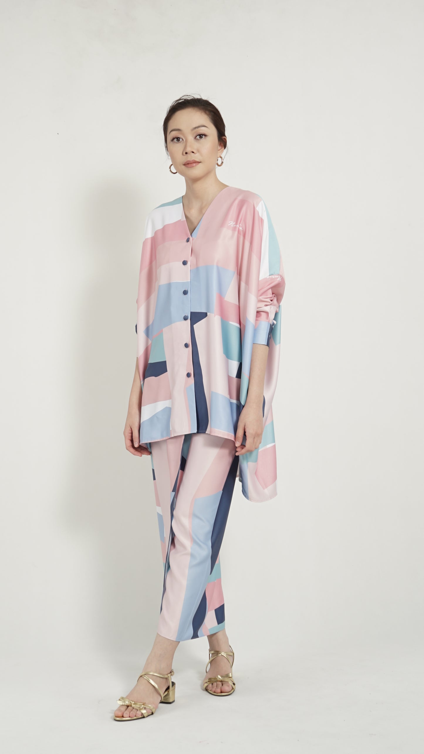 Alessia top Blue Geometry