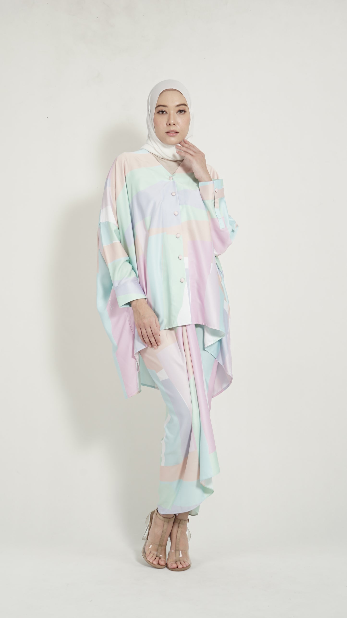 Alessia top Pastel Green Geometry