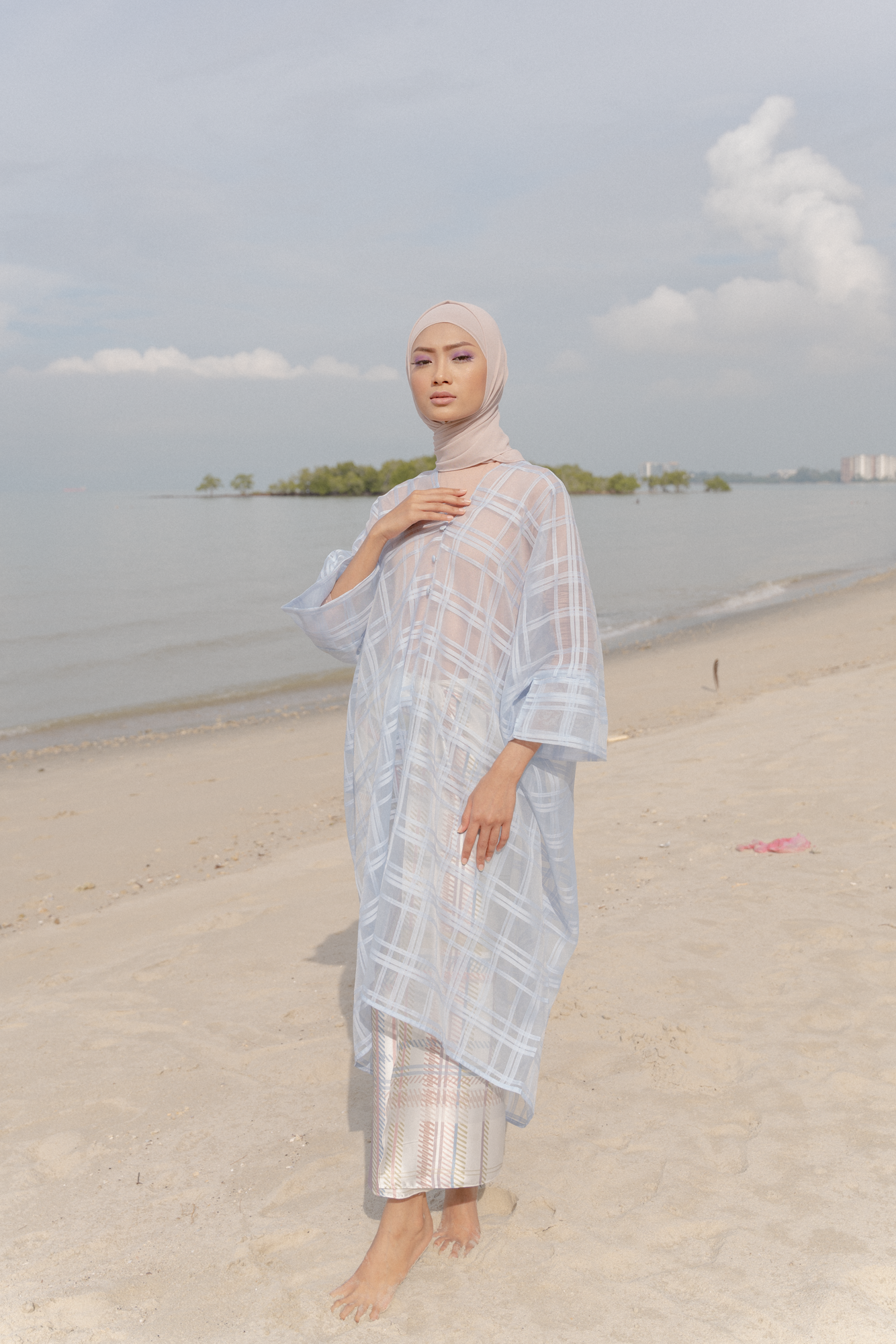 Orked Top in Grey Blue
