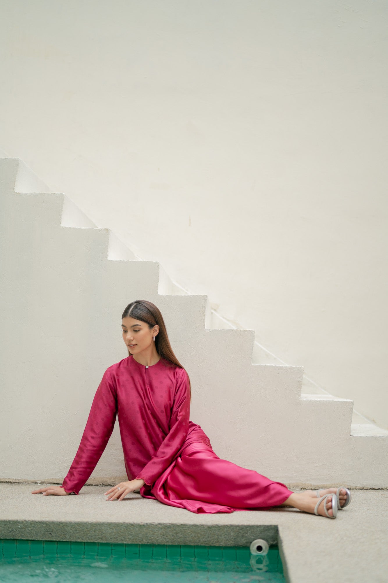Plain Pareo in Magenta