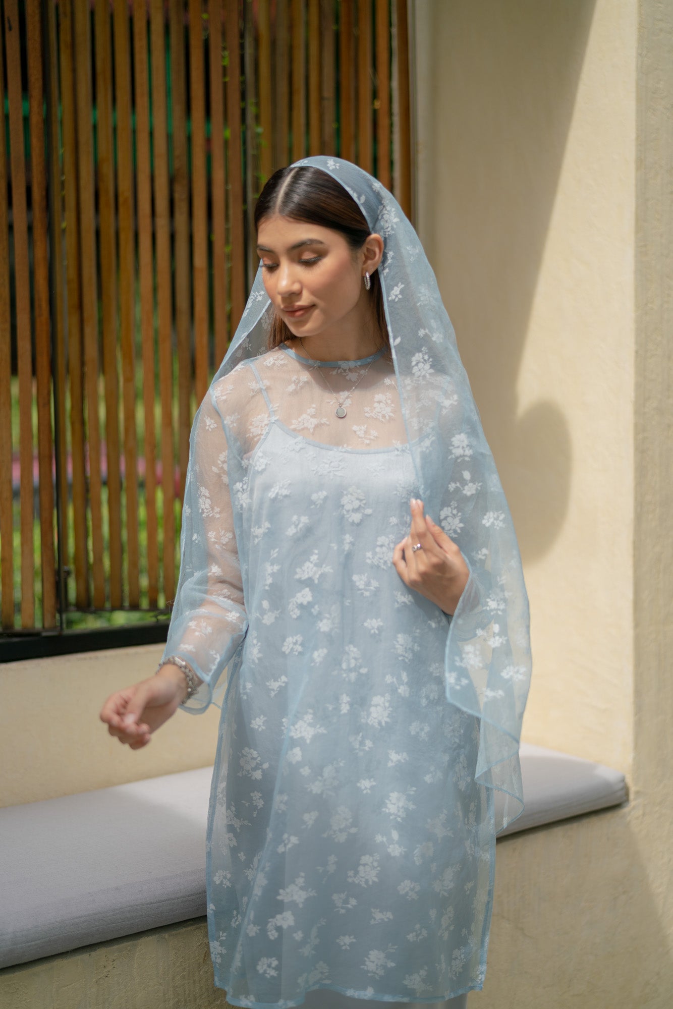 Maris Organza Set in Dusty Blue