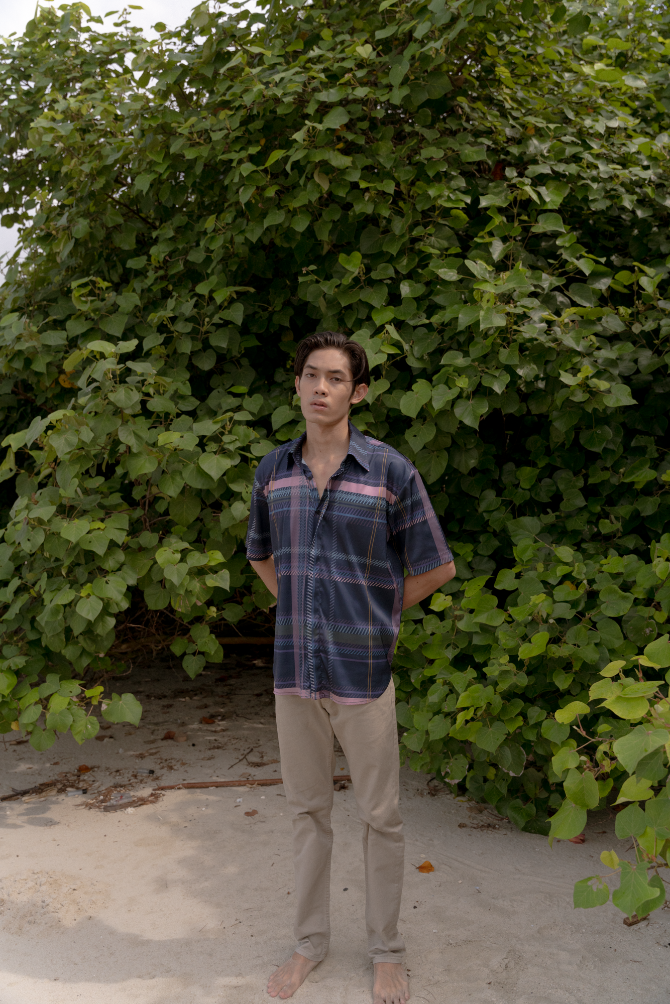 Indra Shirt in Navy Blue / Purple