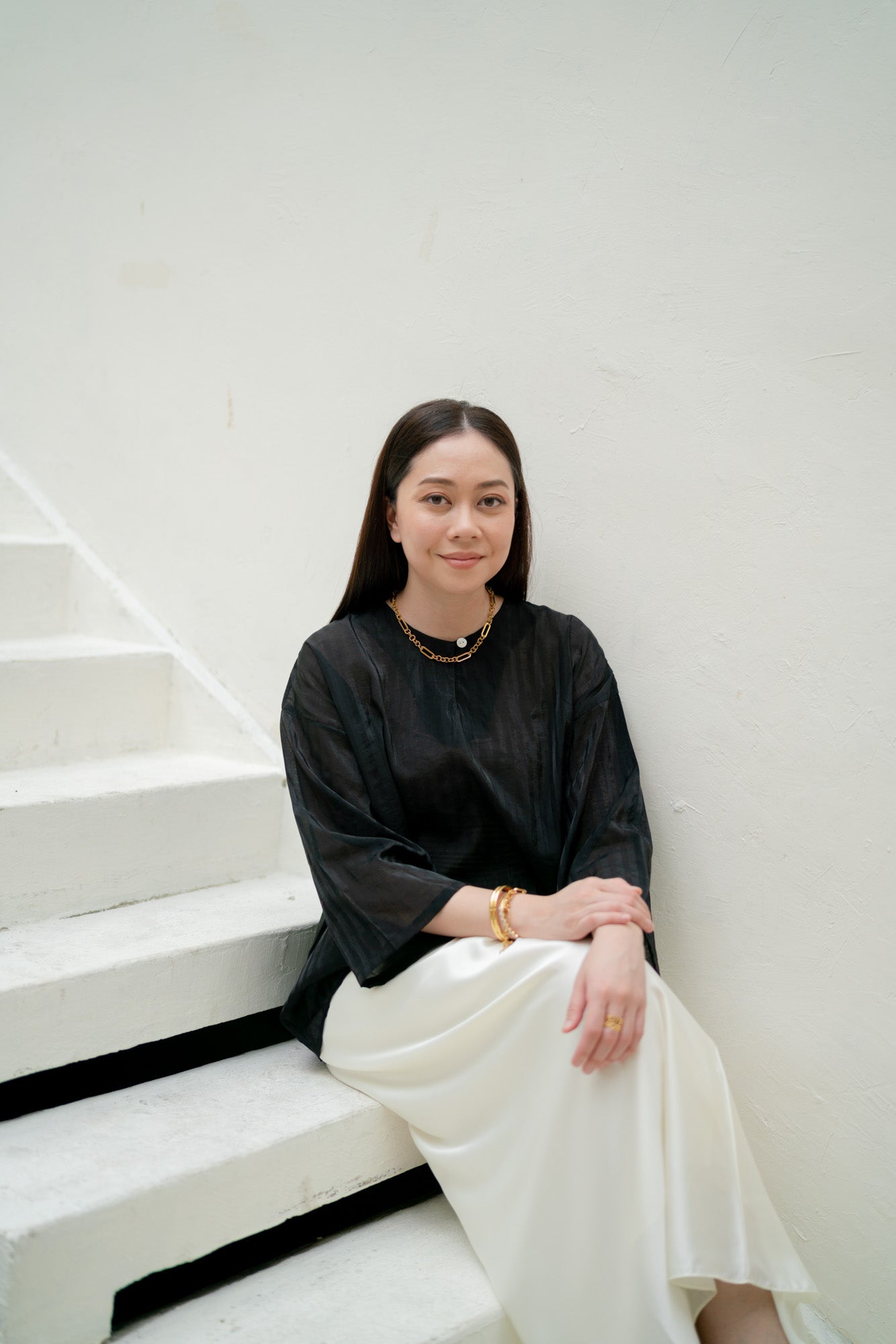 Salma Kurung Kedah Stripes Top in Black