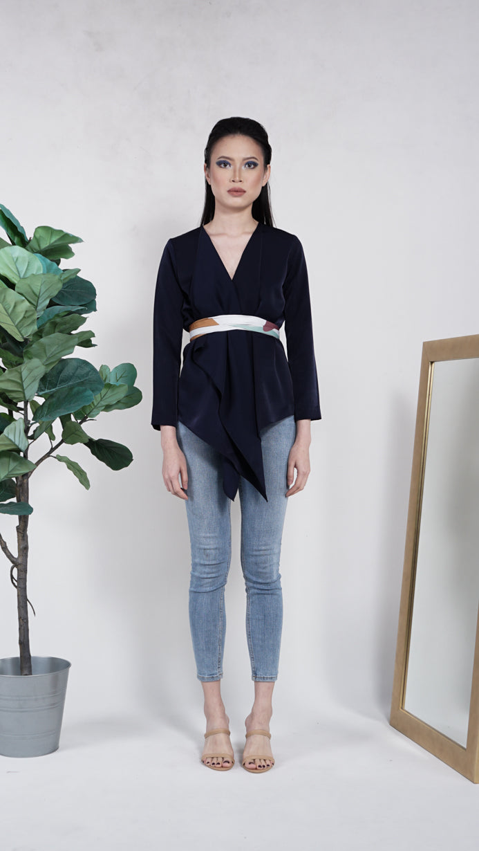 Elise Kimono Cardigan in Navy Blue