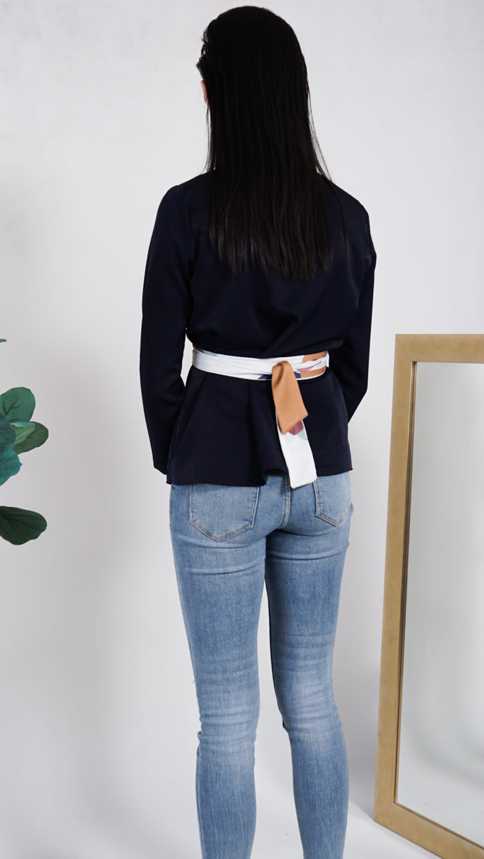 Elise Kimono Cardigan in Navy Blue