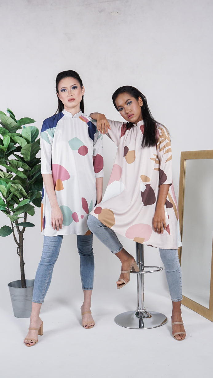 Elizabeth Mandarin Collar Top in Blush