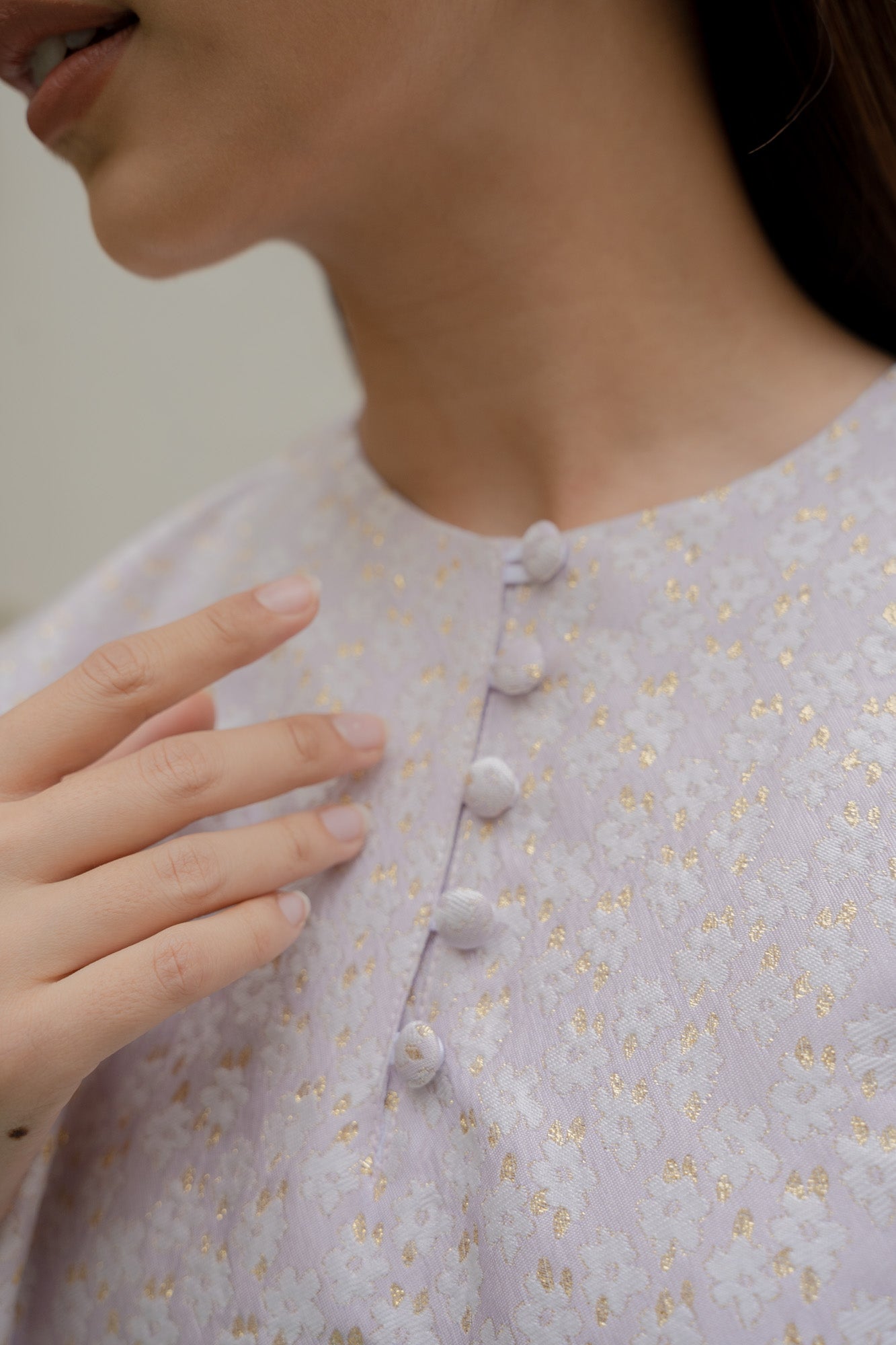 Nia Floral Brocade Top in Purple