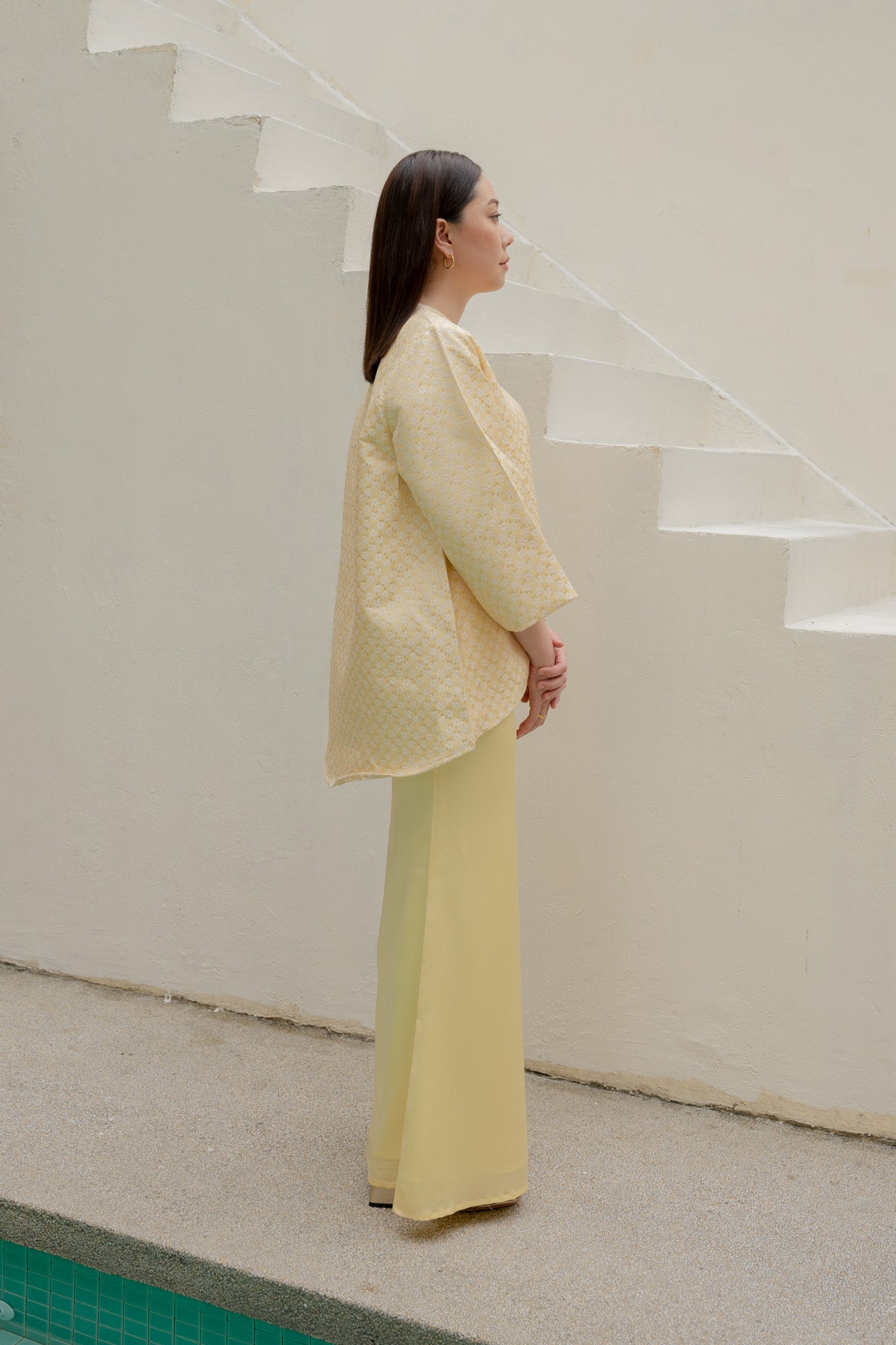 Nia Floral Brocade Top in Yellow