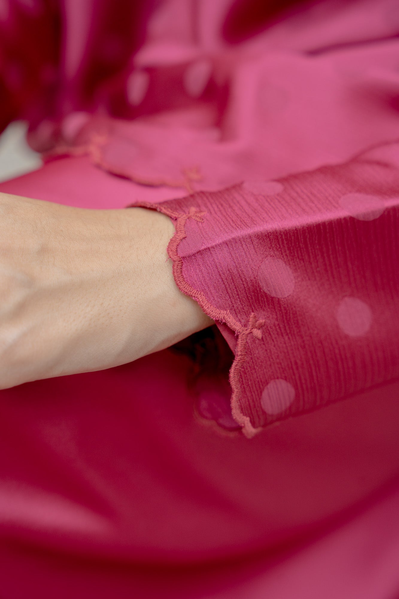 Nona Kurung Polka Dot Top in Magenta