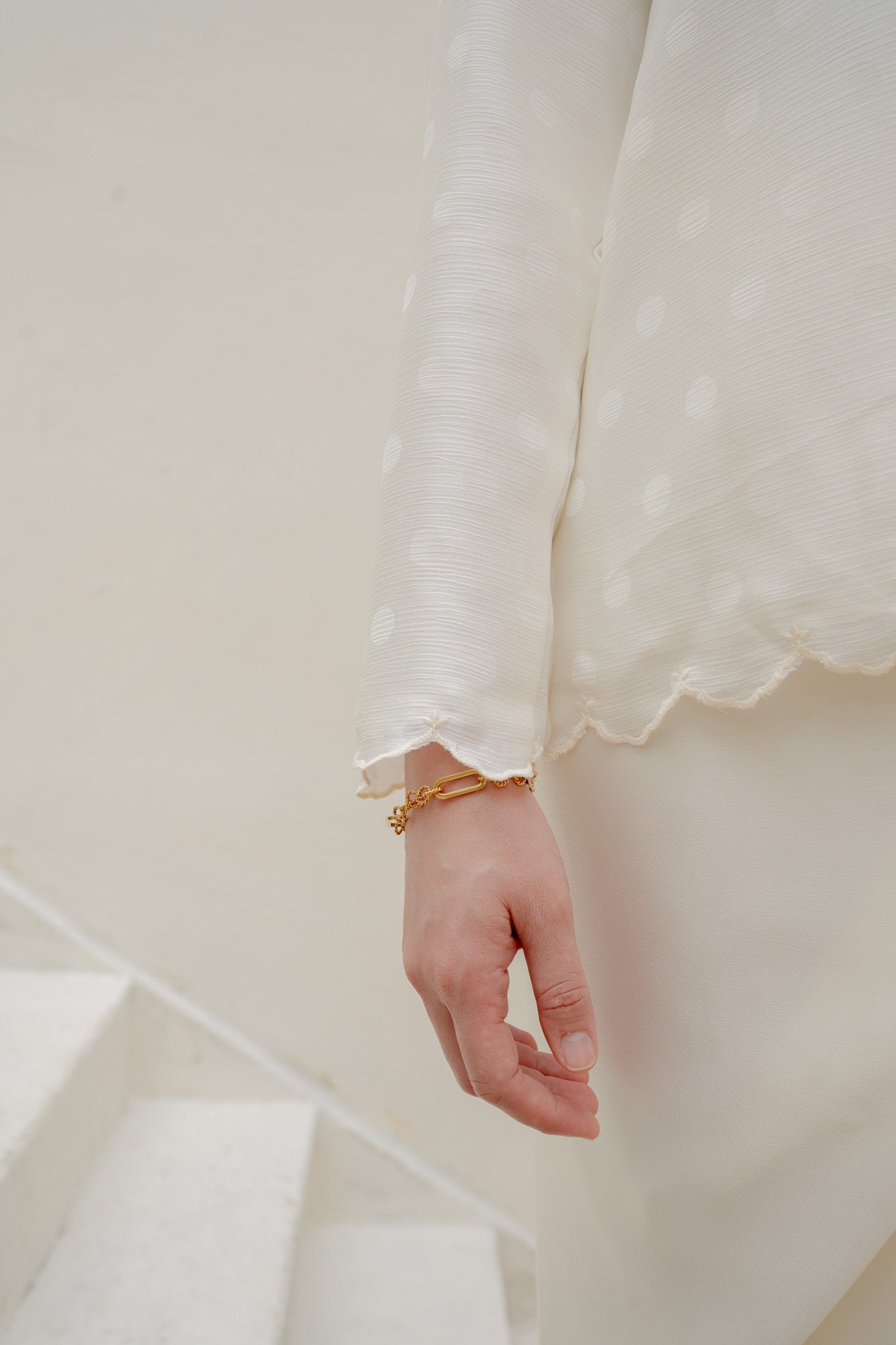 Nona Kurung Polka Dot Top in Ivory