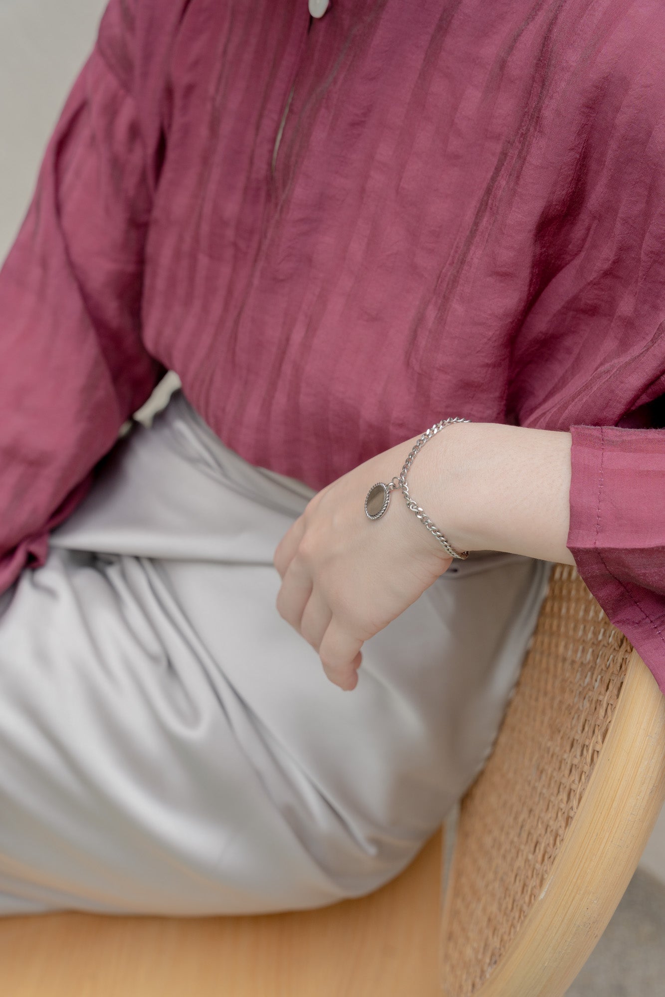 Salma Kurung Kedah Stripes Top in Burgundy