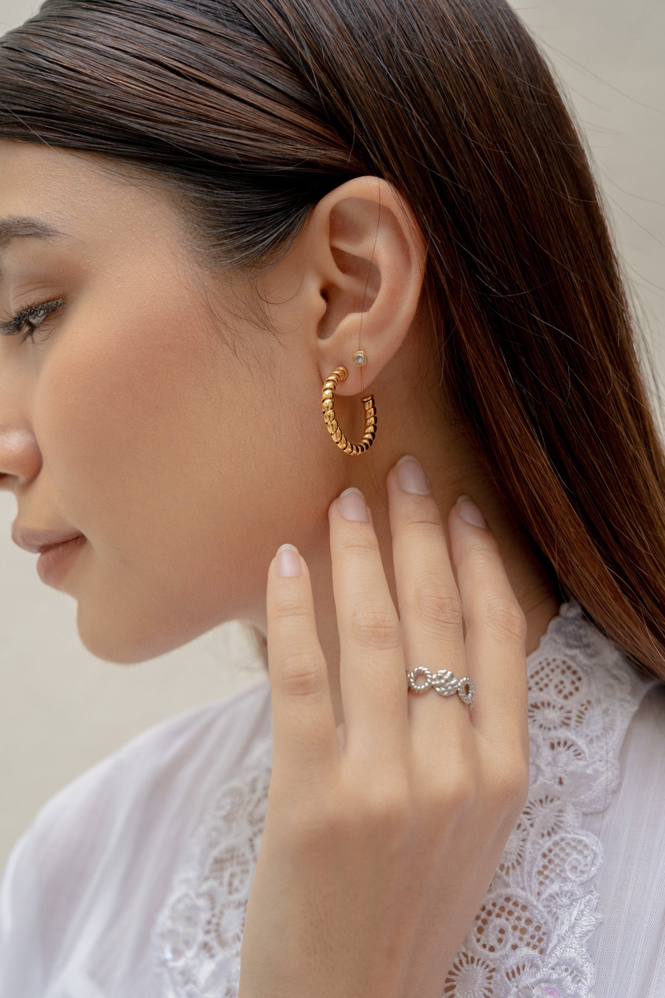 Ray Gold Twist Hoop Earrings