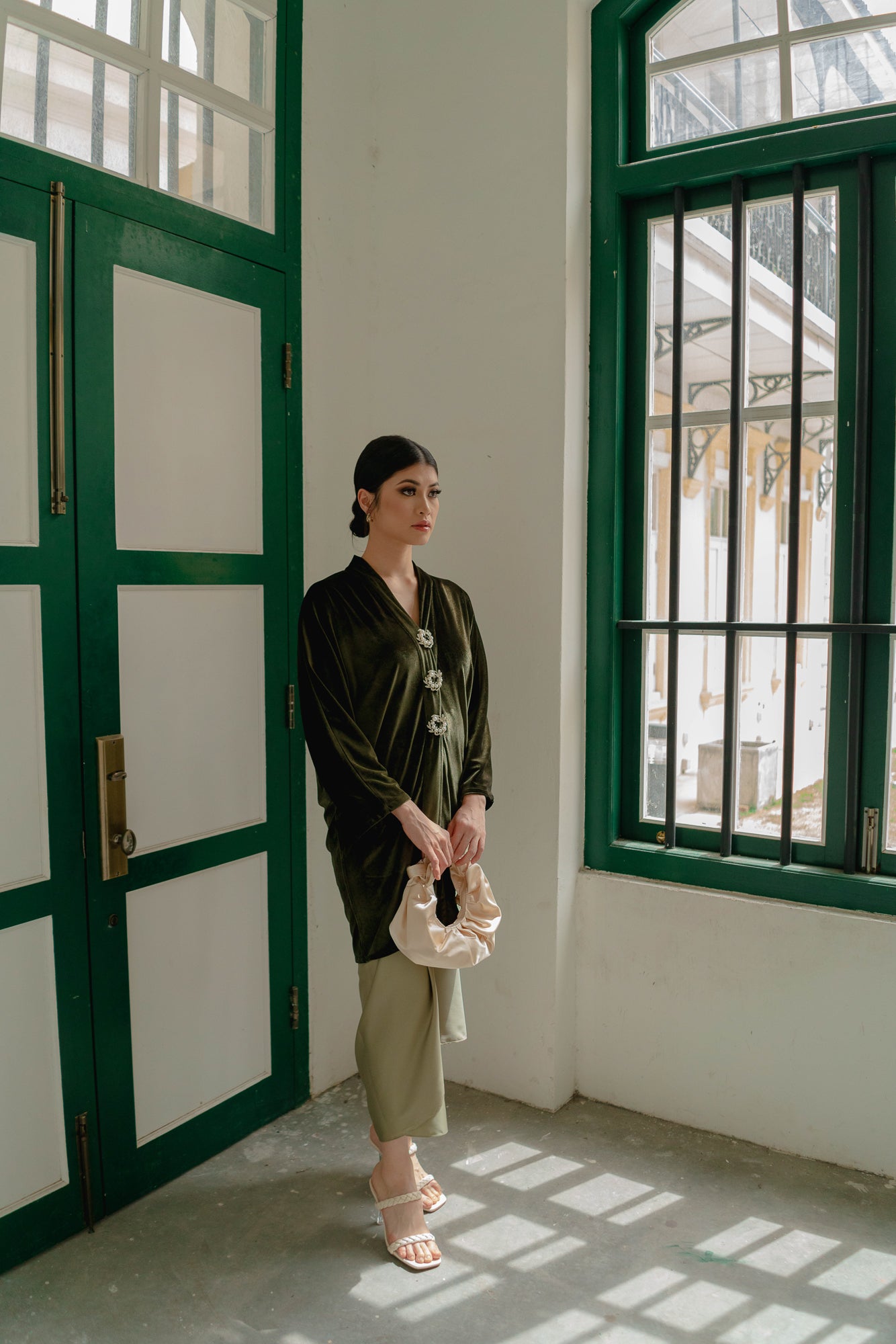 Dewi Kimono Kebaya Top in Olive Green