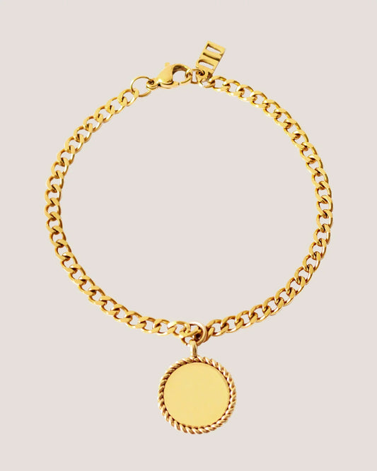 Dana Gold Pendant Curb Chain Bracelet