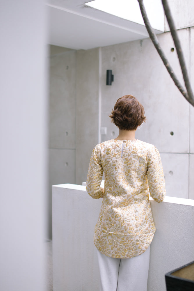 Gold Floral Brocade top
