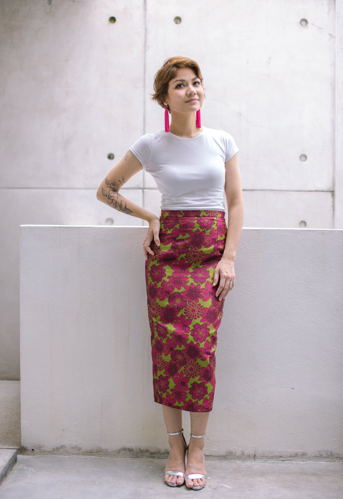 Floral Skirt in Magenta