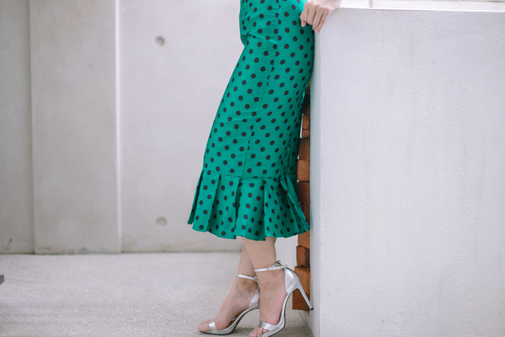Polka Dot Skirt in Black Green