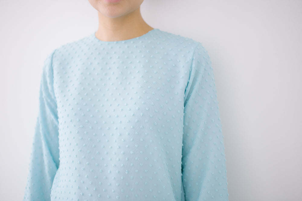 PLEATED RIBBON TOP in Blue