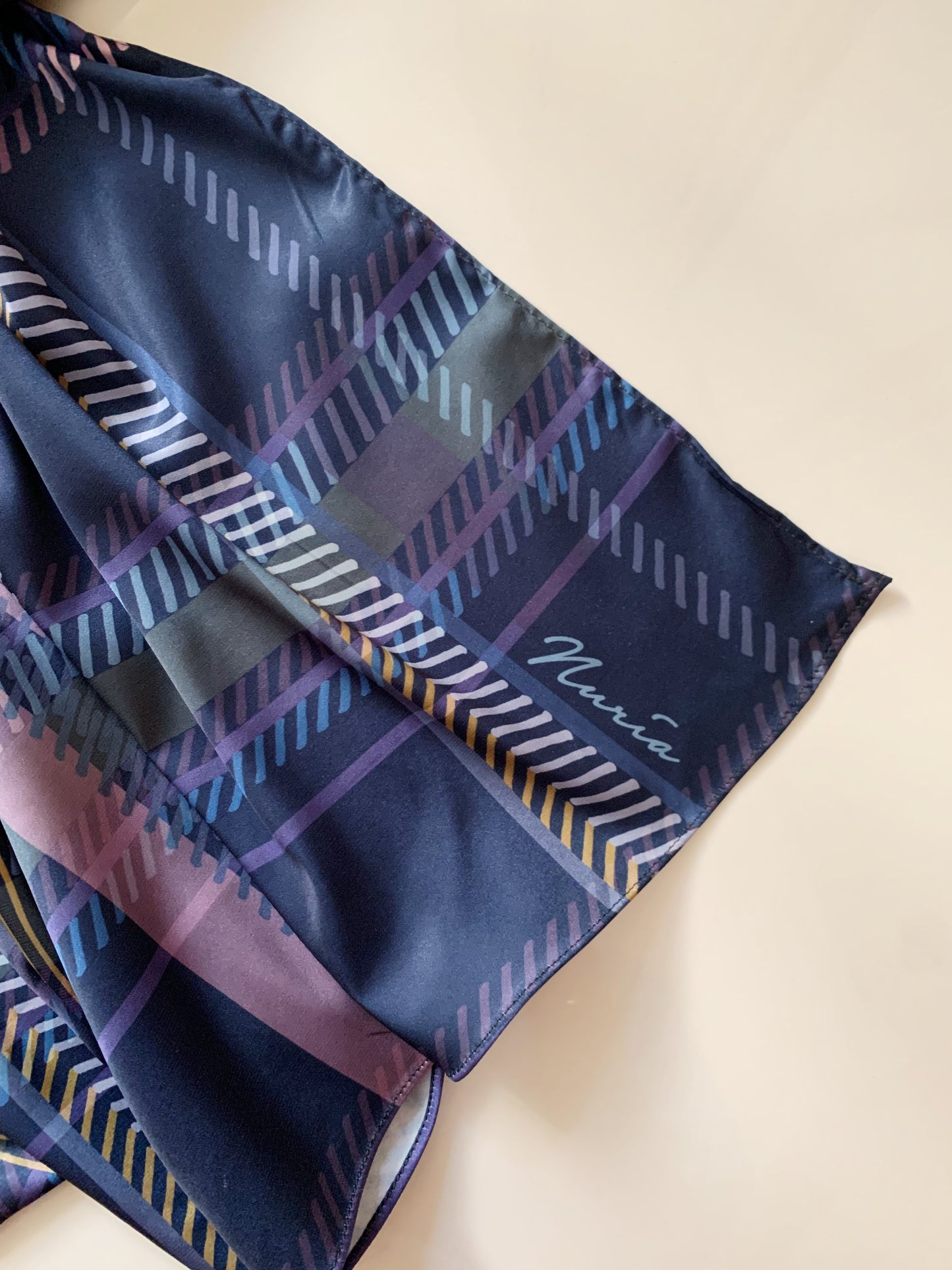 Cempaka Long Kaftan in Navy Blue / Purple