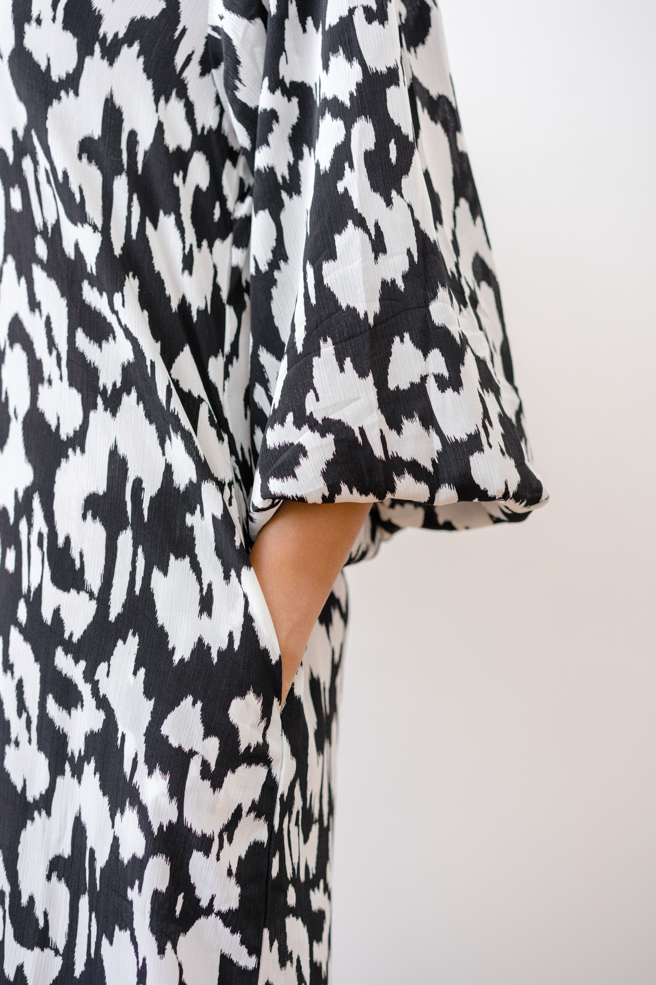 Kitsu Printed Dress in Black/White