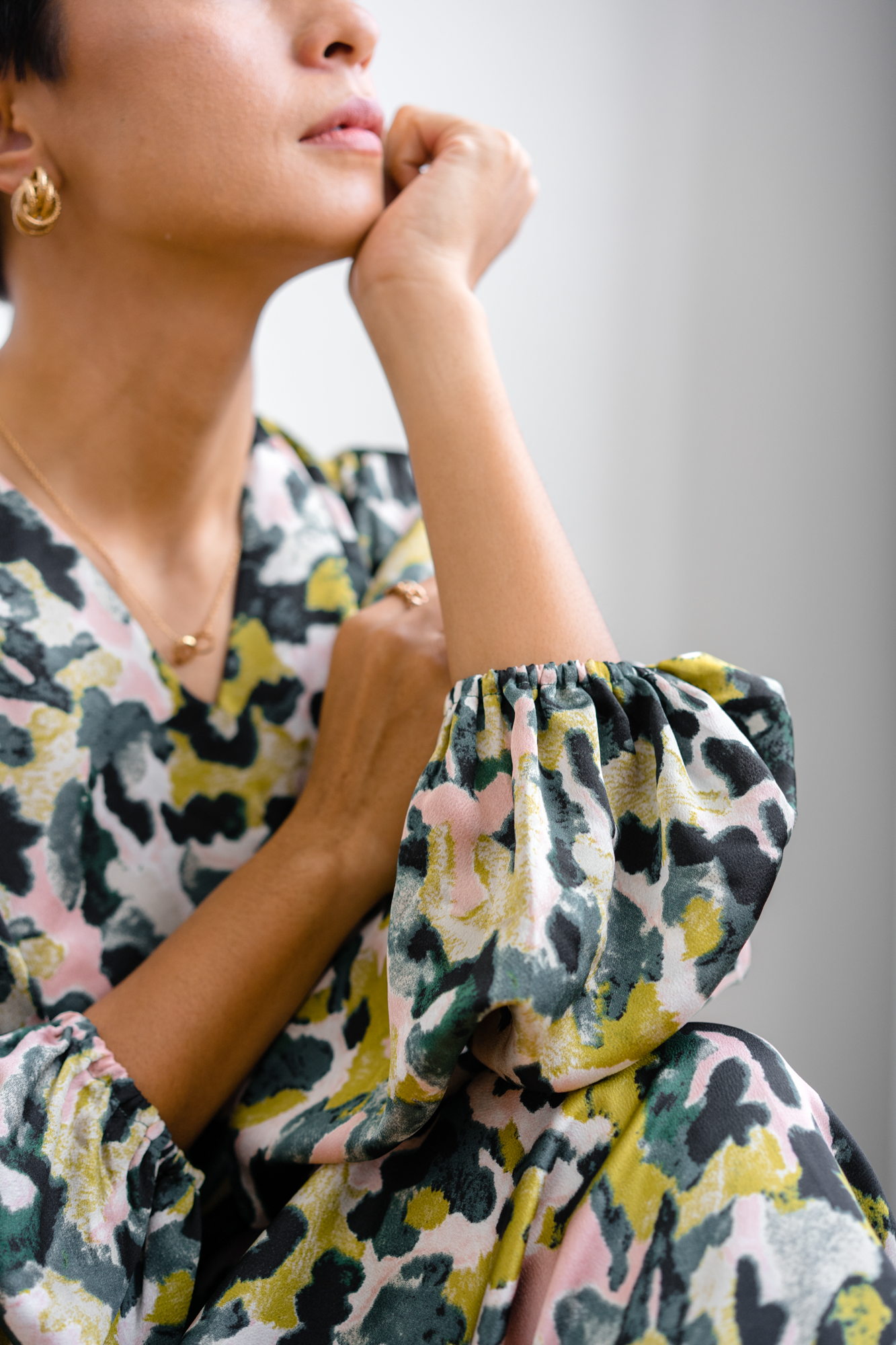 Kitsu Printed Dress in Yellow/Green