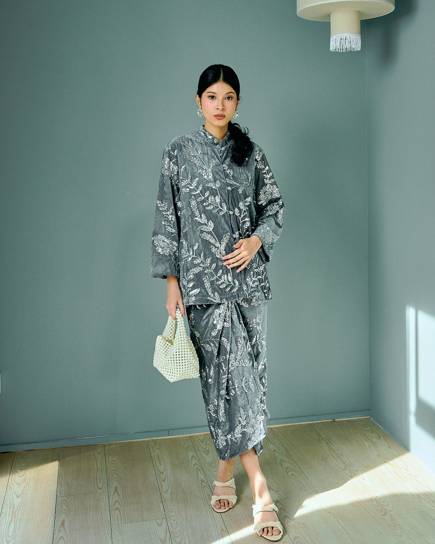 ZIYA Silver Sequin Velvet Set