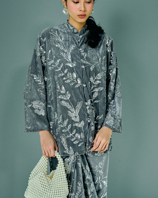 ZIYA Silver Sequin Velvet Set