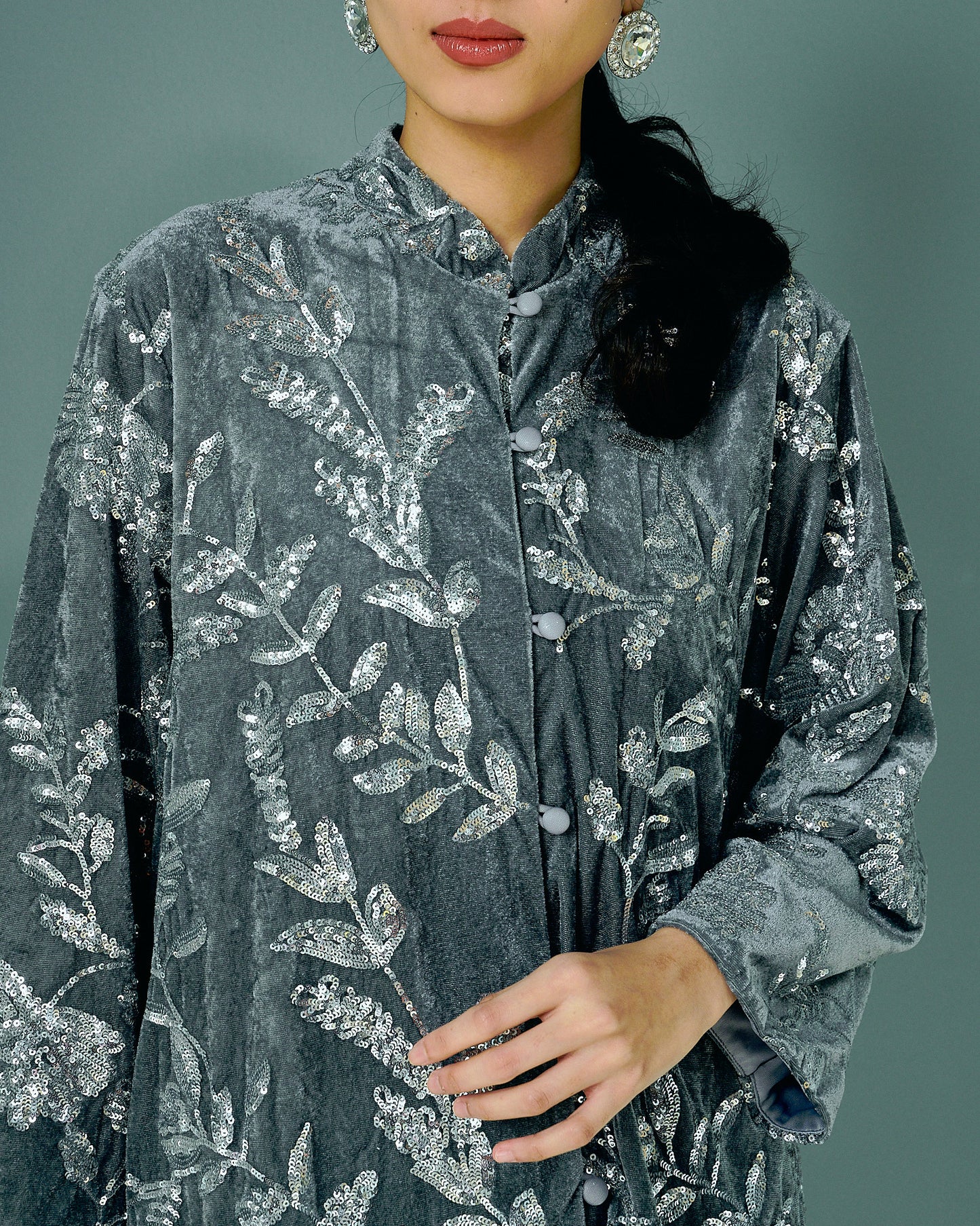 ZIYA Silver Sequin Velvet Set