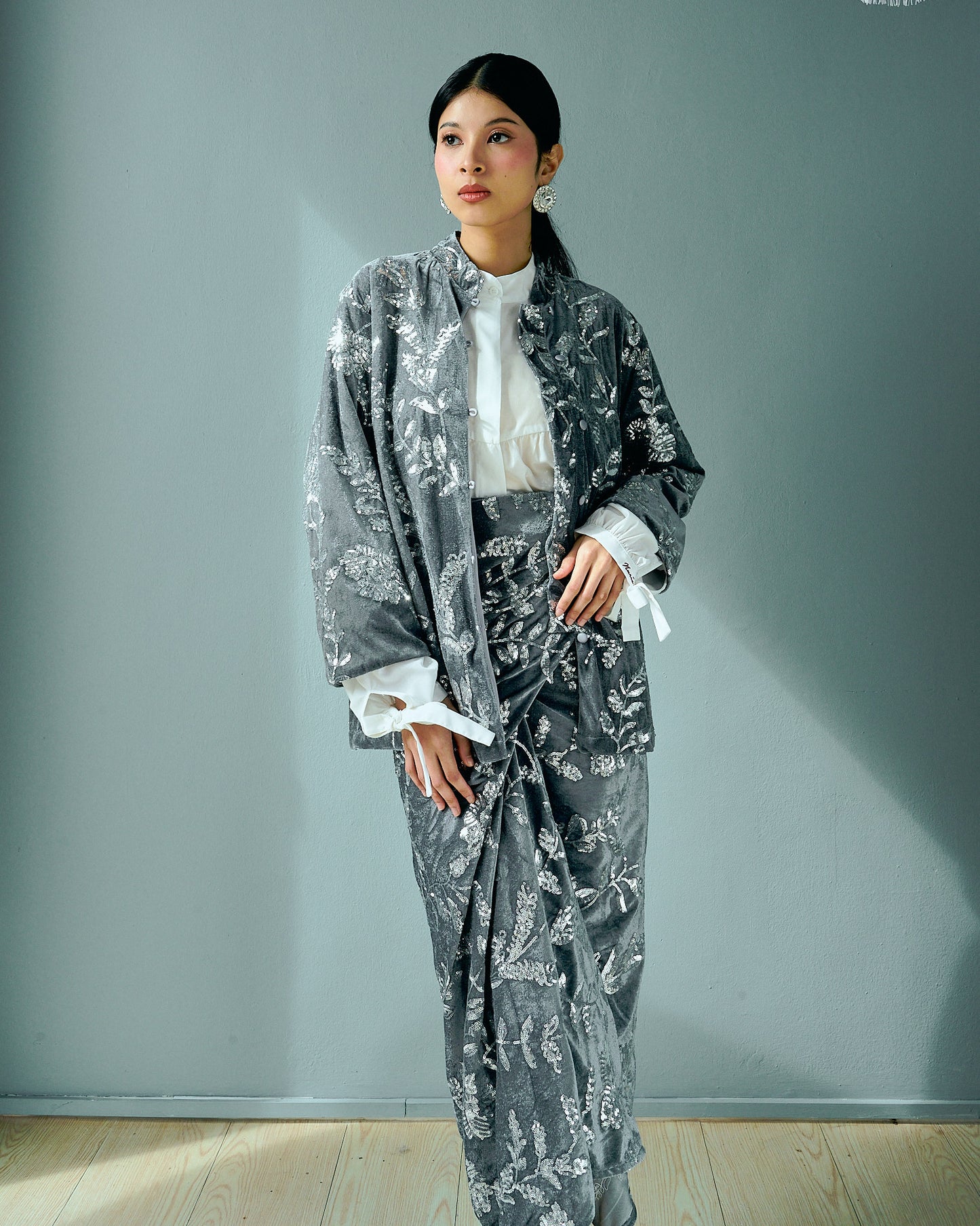 ZIYA Silver Sequin Velvet Set