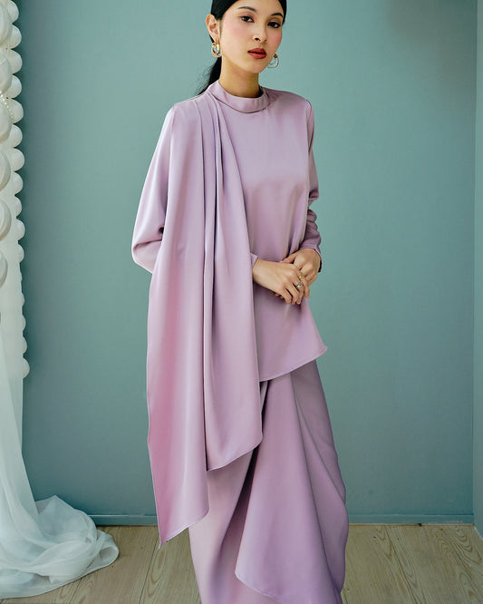 SASKIA Satin Drape Set in Lilac