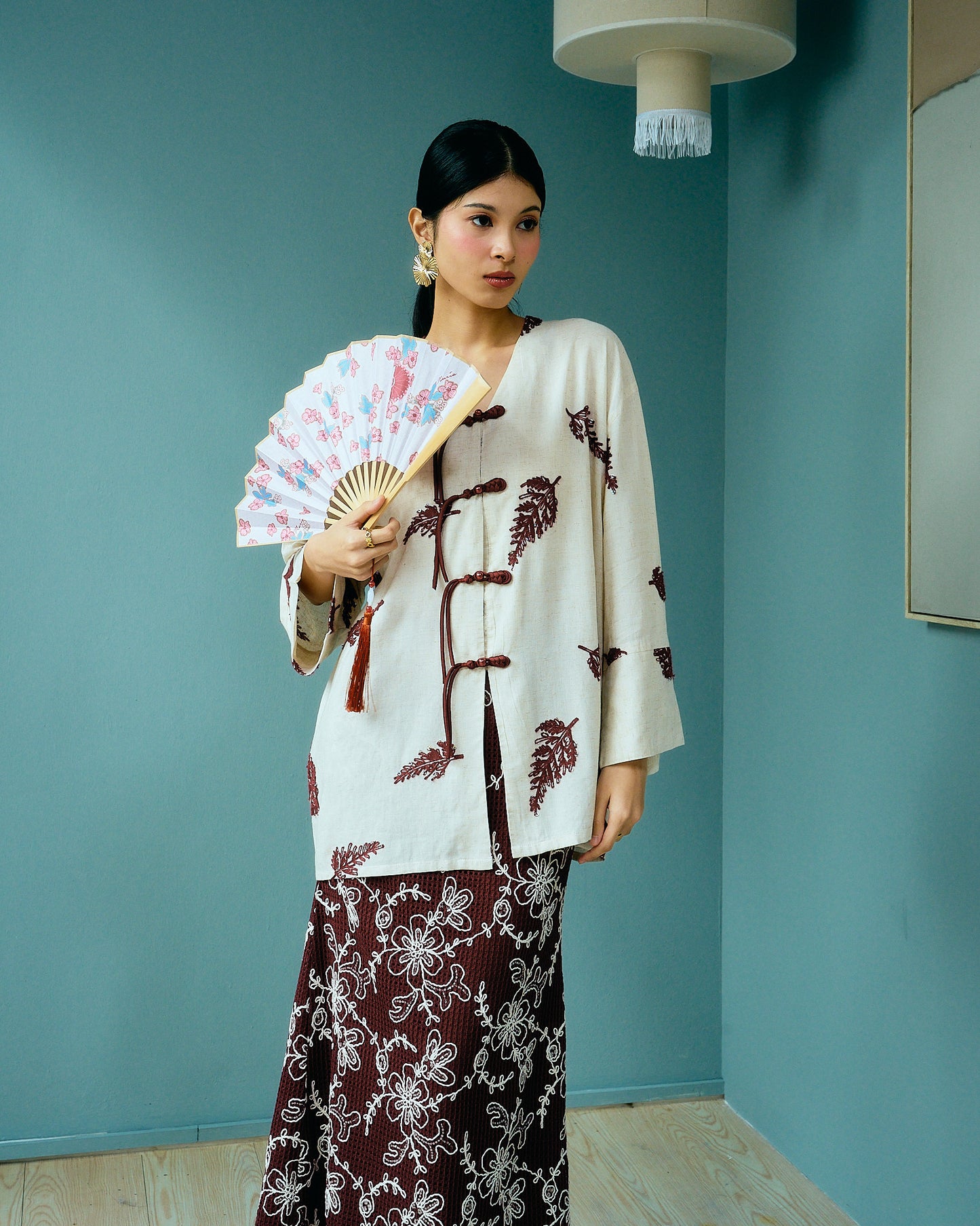 SANIYA Linen Set in Maroon