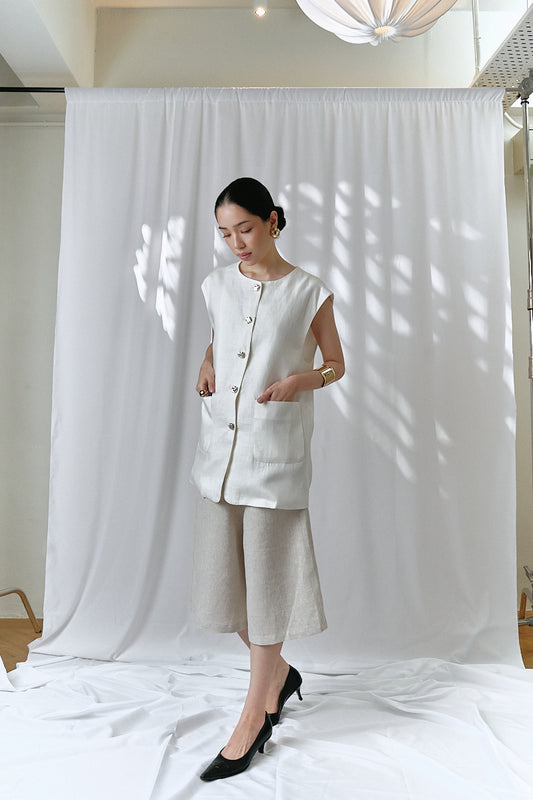 Keena Linen Jorts in Sand