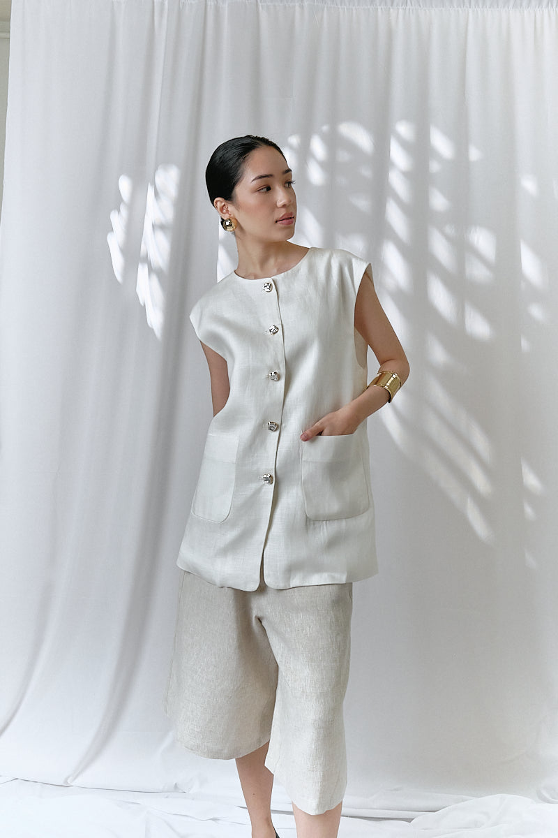Sora Linen Vest in White