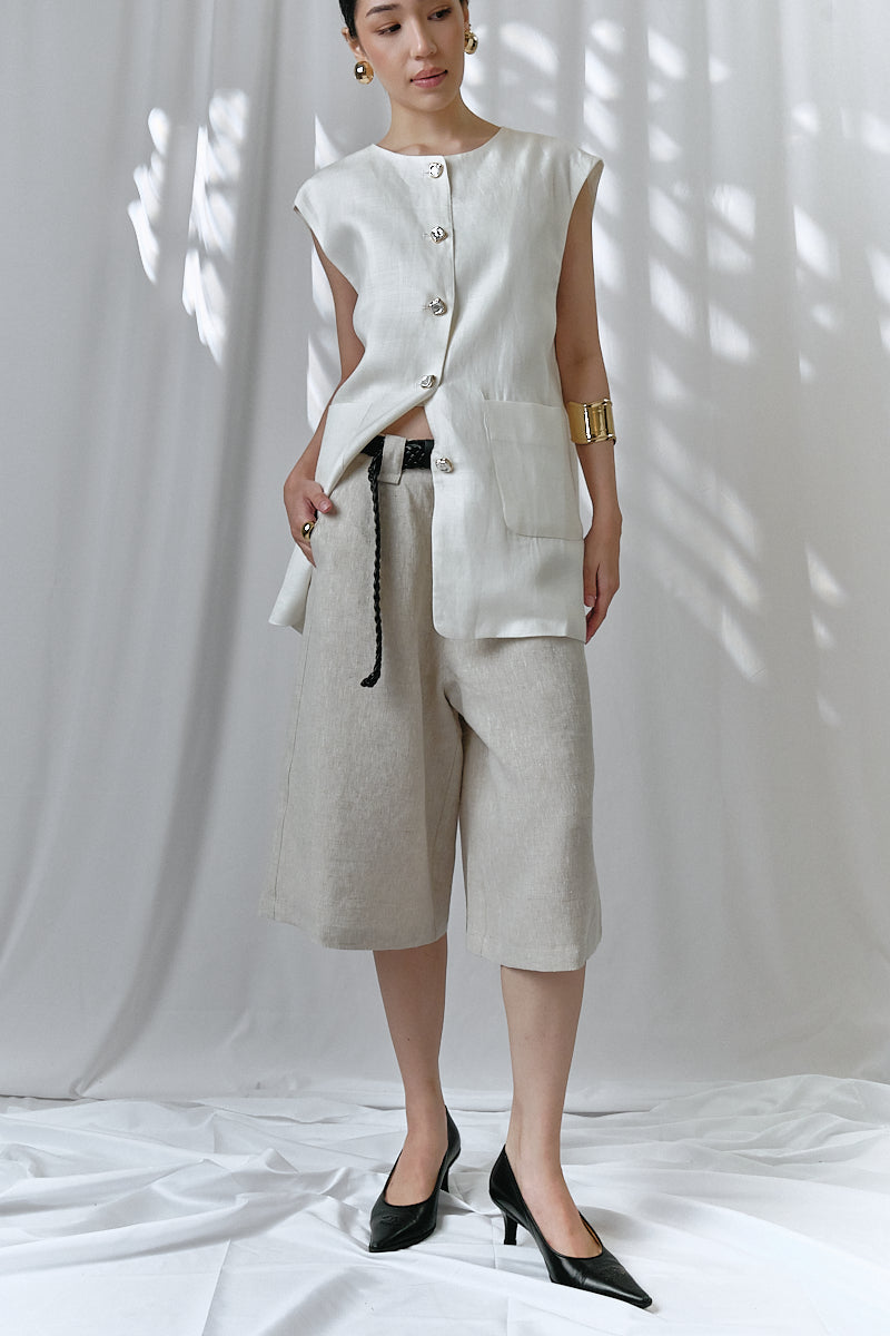 Keena Linen Jorts in Sand