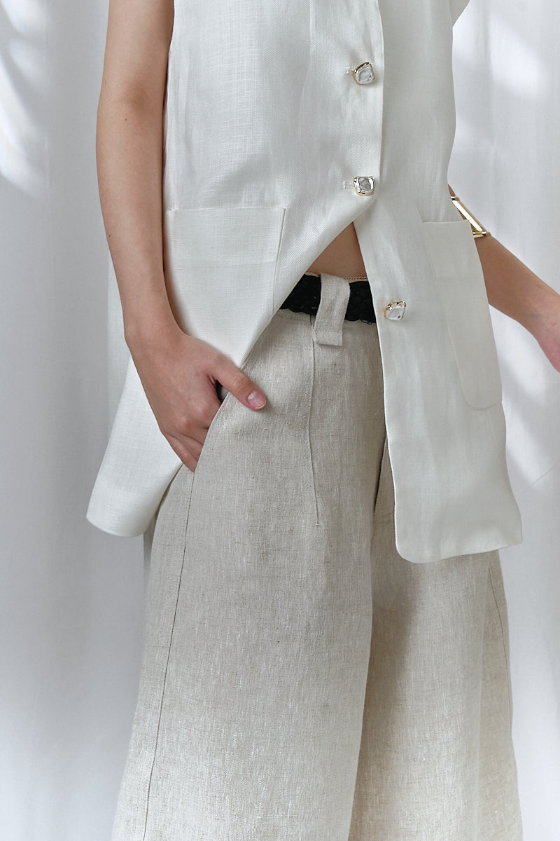 Keena Linen Jorts in Sand