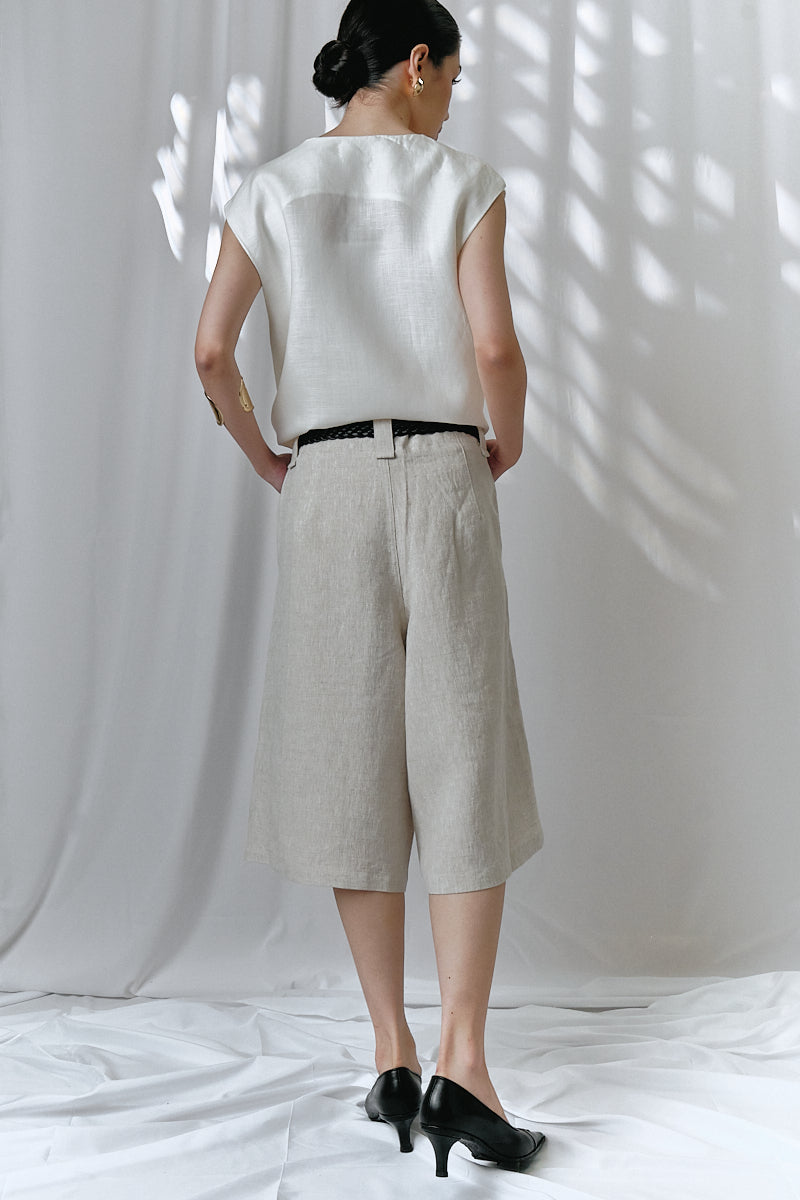 Keena Linen Jorts in Sand