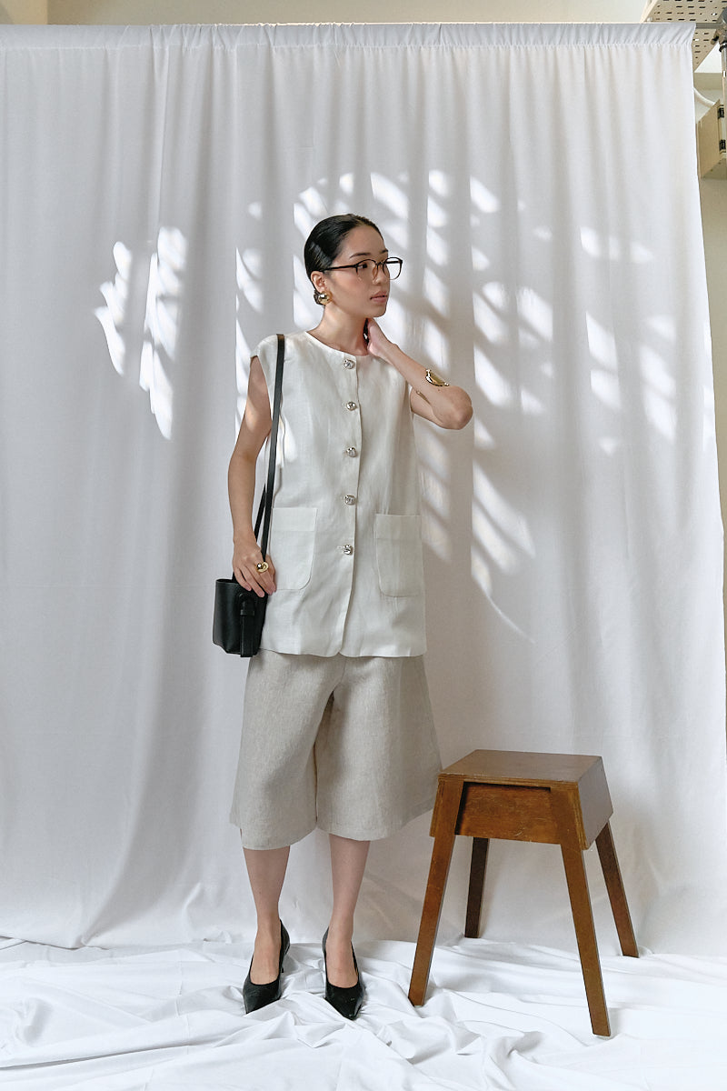 Keena Linen Jorts in Sand