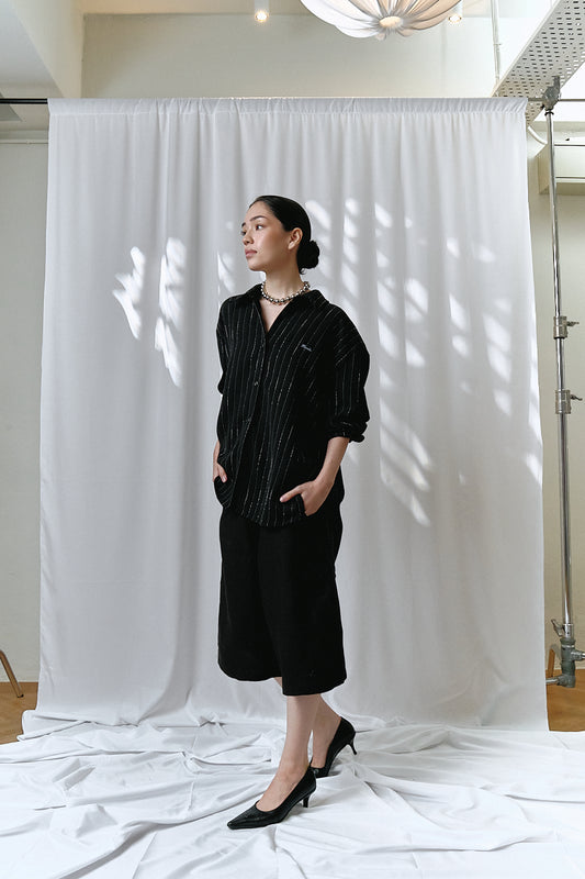 Keena Linen Jorts in Black