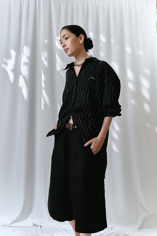 Keena Linen Jorts in Black