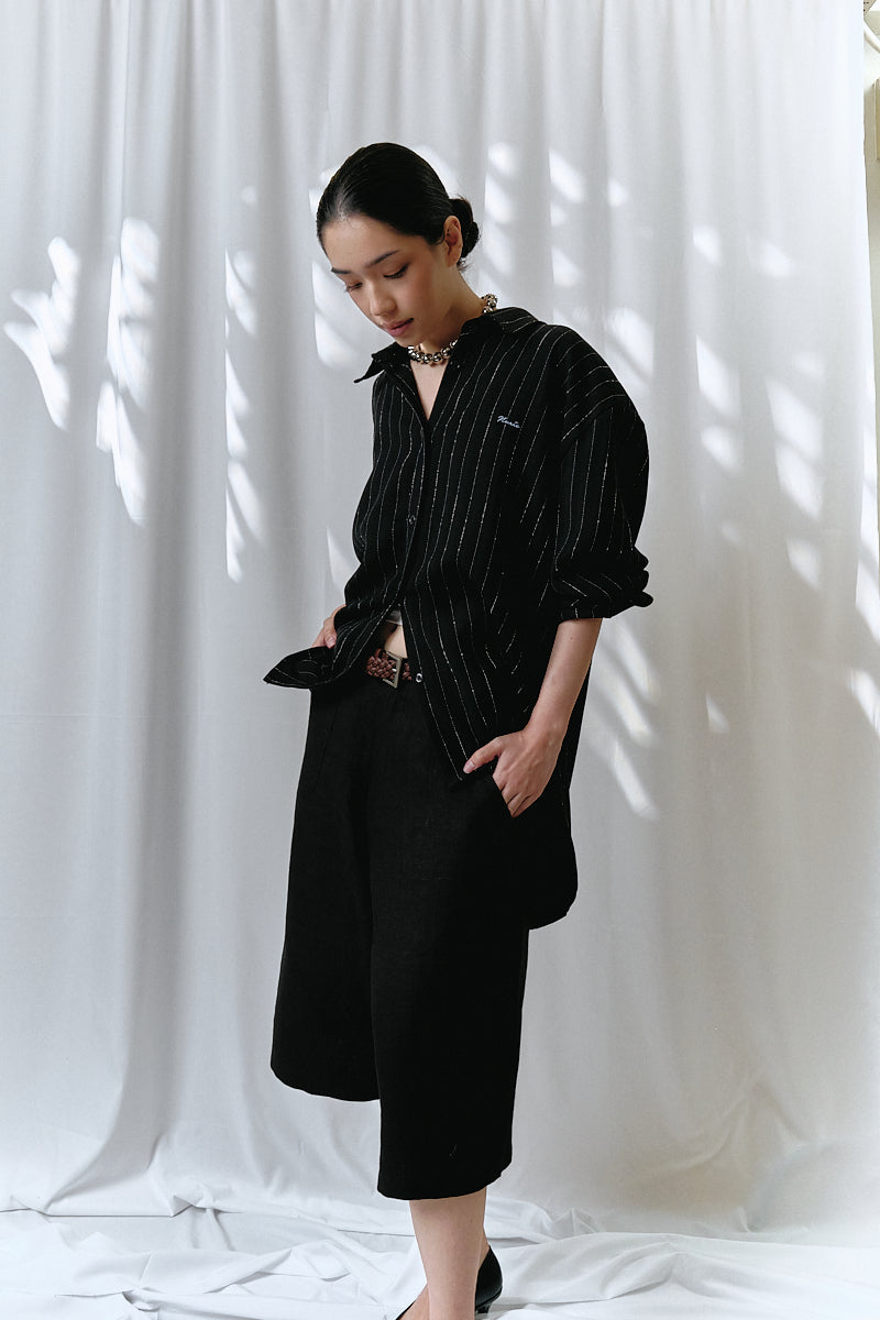 Keena Linen Jorts in Black