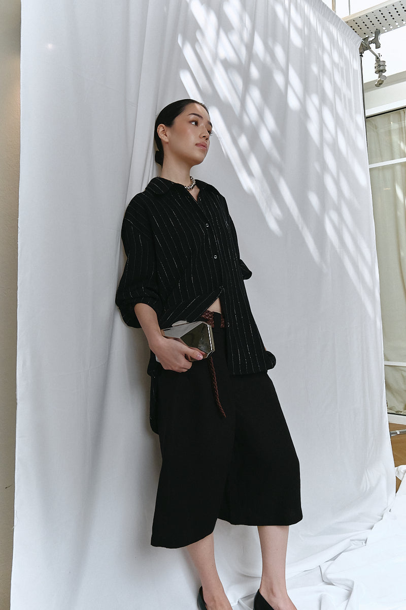 Keena Linen Jorts in Black