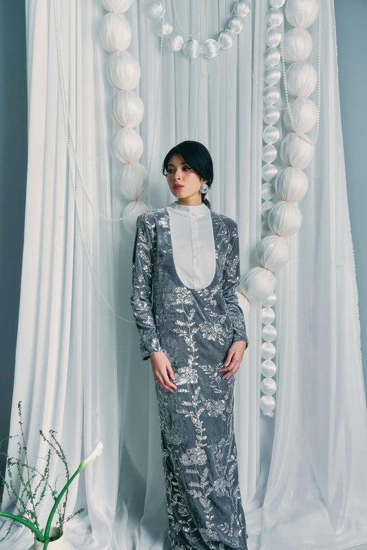 TAARA Sequin Dress in Silver