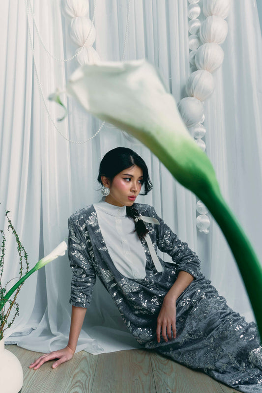 TAARA Sequin Dress in Silver