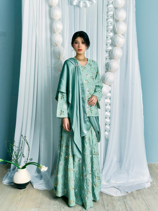 AANYA Lengha Set in Sage Green