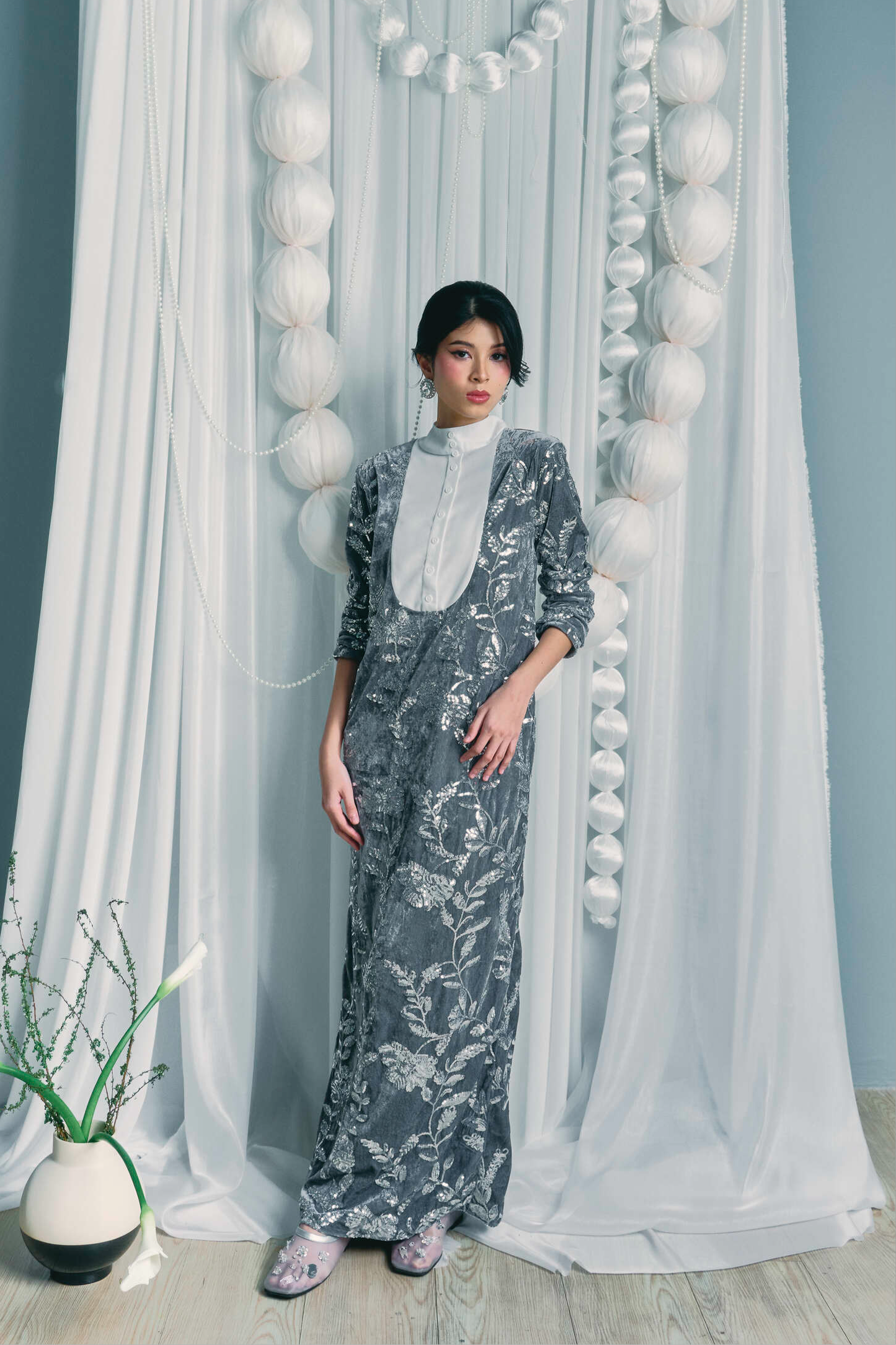 TAARA Sequin Dress in Silver
