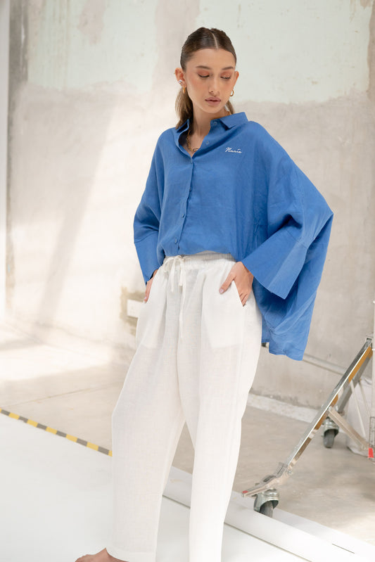 Zoe Linen Pants in White