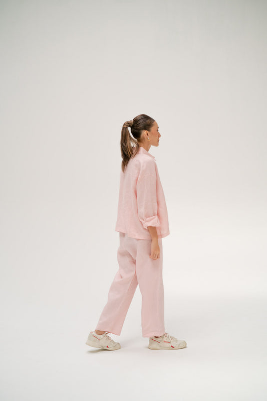 Zoe Linen Pants in Pink