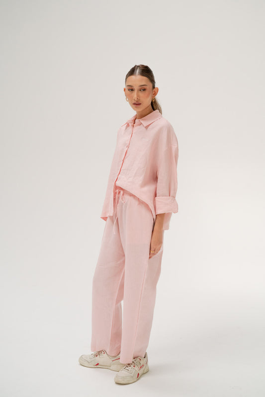 Avi Linen Shirt in Pink