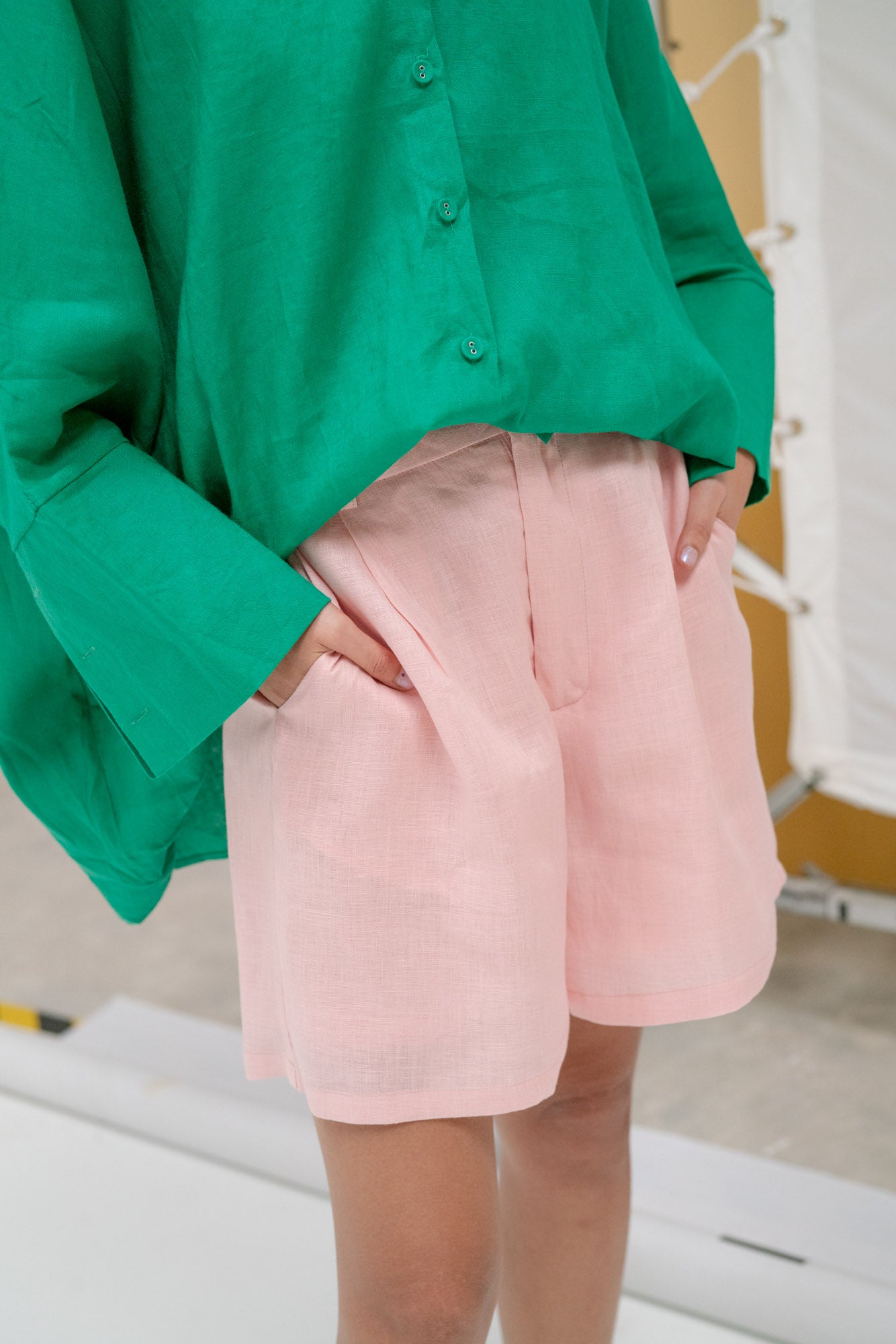 Moma Linen Shorts in Pink