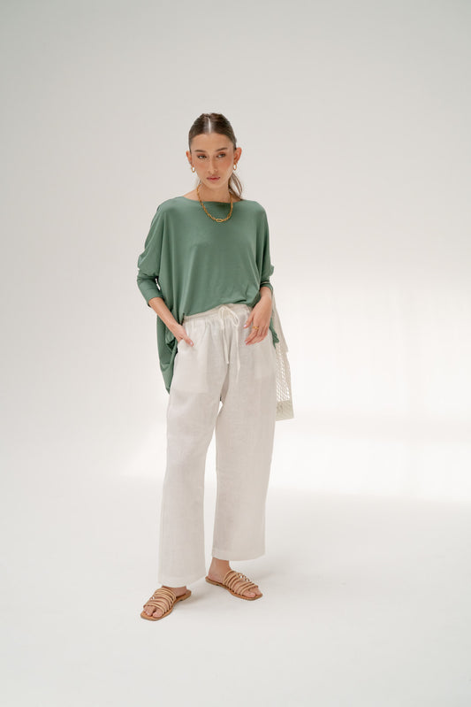 Ezra Batwing Top in Sage